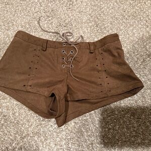 Edikted Brown Lace-Up Women’s Shorts